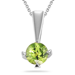 1.00 Ct Peridot Solitaire Pendant in Silver