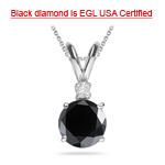1.00 Ct EGL USA Certified AAA Black & VS White Diamond Pendant in Platinum