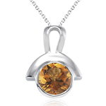 0.93 Cts Citrine Solitaire Pendant in Silver