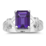 0.01 Cts Diamond & 2.25 Cts Amethyst Ring in 14K White Gold