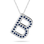 Blue Sapphire Initial B Pendant