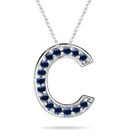 Blue Sapphire Initial C Pendant