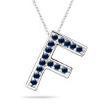 Blue Sapphire Initial F Pendant