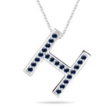 Blue Sapphire Initial H Pendant