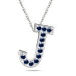 Blue Sapphire Initial J Pendant