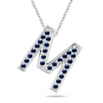 Blue Sapphire Initial M Pendant