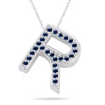 Blue Sapphire Initial R Pendant