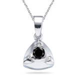 0.30 Cts AA Black Diamond Pendant in Sterling Silver