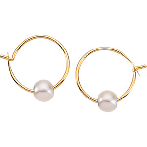 Youth Freshwater Cultured Pearl Hoop Earrings in 14K Yellow Gold