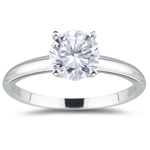 1.02 Ct G-Color SI2-Clarity Round Diamond Engagement Ring in 18K White Gold