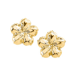 Large Flower Earring Jacket Mounting in 14K Yellow Gold