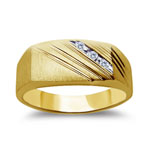 0.02 Ct Diamond Men's Satin Signet Ring