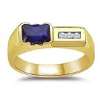 0.075 CT 7X5 CREATED SAPPHIRE MENS SIDEWAYS YELLOW RING