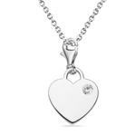 0.10-0.14 Cts White Sapphire Solitaire Multi-Purpose Heart Charm Pendant in Silver