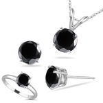 7.33 Cts Black Diamond Jewelry Set in 14K White Gold