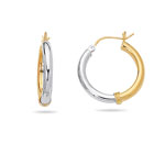 Round Tube Hoop Earrings in 14K Two Tone Gold
