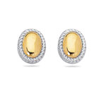 Oval Designer Earrings in 14K Two Tone Gold