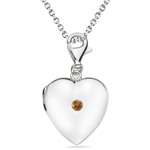 0.08 Cts Citrine Multi-Purpose Heart Charm Locket Pendant in Silver
