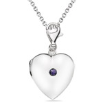 0.08 Cts Amethyst Multi-Purpose Heart Charm Locket Pendant in Silver