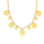 Womens Fancy Disc Necklace in 14K Yellow Gold