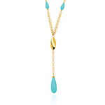 Genuine Turquoise Necklace in 14K Yellow Gold