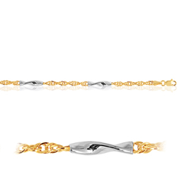 Womens Fancy Bracelet in 14K Two Tone Gold