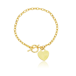 Toggle Heart Charm Bracelet in 14K Yellow Gold