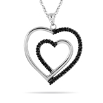 Double Heart Pendant in 14K White Gold