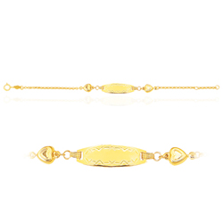 Childrens ID Heart Bracelet in 14K Yellow Gold