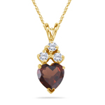 0.09 Cts Diamond & 0.87 Cts Garnet Heart Pendant in 14K Yellow Gold