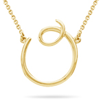 Fashion Script Initial O Pendant in 14K Yellow Gold