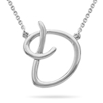 Fashion Script Initial D Pendant in 14K White Gold