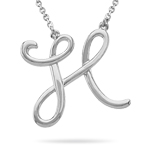 Fashion Script Initial H Pendant in 14K White Gold