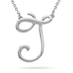 Fashion Script Initial J Pendant in 14K White Gold