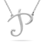 Fashion Script Initial P Pendant in 14K White Gold