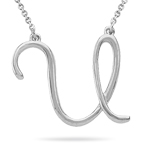 Fashion Script Initial U Pendant in 14K White Gold