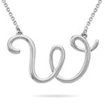 Fashion Script Initial W Pendant in 14K White Gold