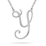 Fashion Script Initial Y Pendant in 14K White Gold