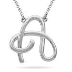 Fashion Script Initial A Pendant in Sterling Silver