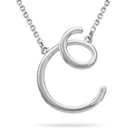 Fashion Script Initial C Pendant in Sterling Silver