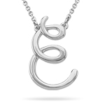 Fashion Script Initial E Pendant in Sterling Silver