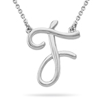 Fashion Script Initial F Pendant in Sterling Silver