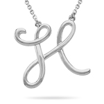 Fashion Script Initial H Pendant in Sterling Silver