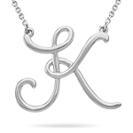 Fashion Script Initial K Pendant in Sterling Silver