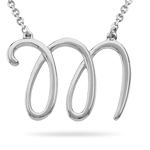 Fashion Script Initial M Pendant in Sterling Silver