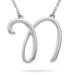 Fashion Script Initial N Pendant in Sterling Silver