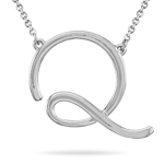 Fashion Script Initial Q Pendant in Sterling Silver