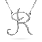 Fashion Script Initial R Pendant in Sterling Silver