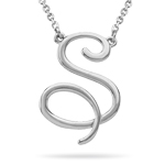 Fashion Script Initial S Pendant in Sterling Silver