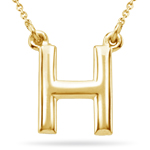 Fashion Block Initial H Pendant in 14K Yellow Gold